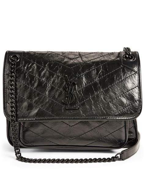 ysl niki bag with black logo and black chain|YSL niki small shoulder bag.